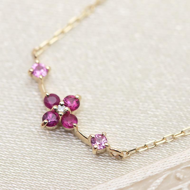 Jeweluce（ジュエルーチェ） K18YG/WG/PG フラワー ライン ルビー