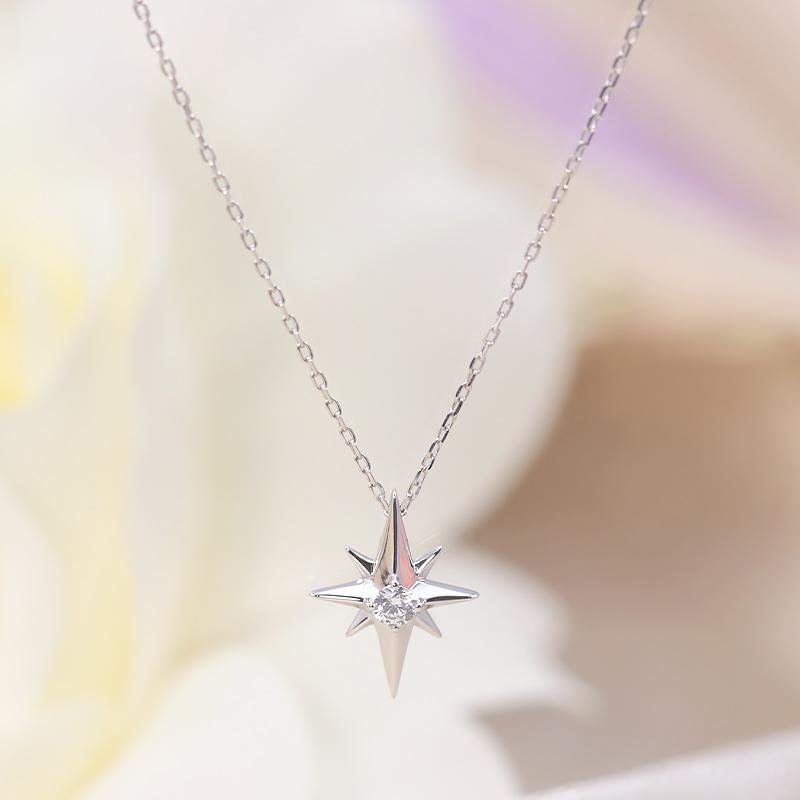 K18 YG/WG/PG ダイヤモンド 0.06ctUP 【Hカラークラス/SIクラス】 スター 星 モチーフ ペンダント ネックレス ダイヤ  ゴールド  プレゼント ギフトの画像