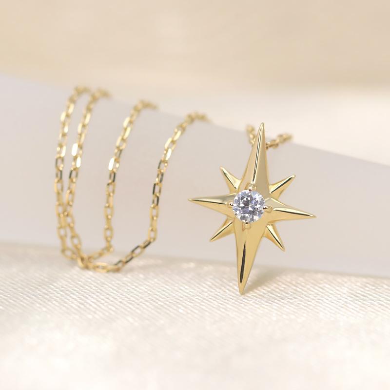 星とダイヤモンドの組み合わせがかわいいネックレス K18WG 星とダイヤモンドの組み合わせがかわいいネックレス K18WG