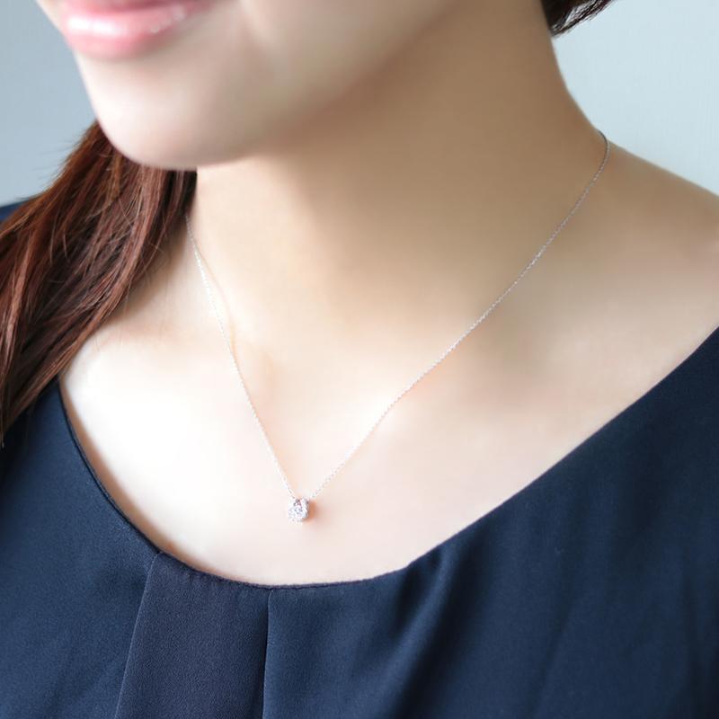 K18YG/WG/PG ダイヤモンド 0.14ct 【Hカラークラス/SIクラス】プチ ペンダント ネックレス 18金 ゴールド 馬蹄 お守りの画像