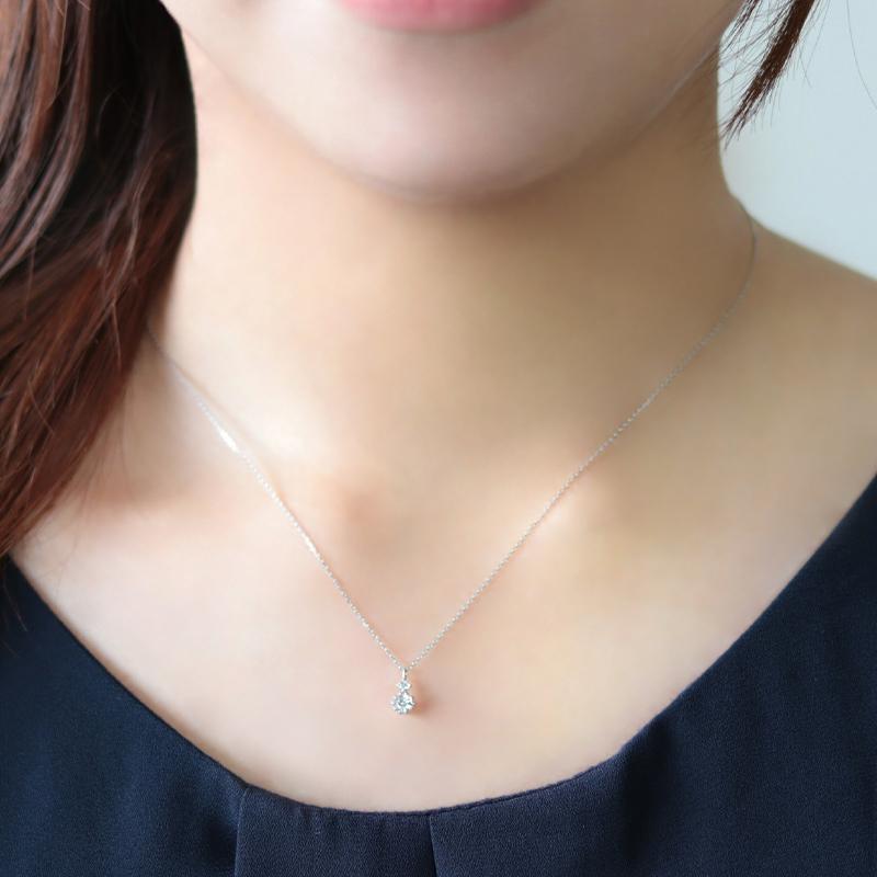 K18YG/WG/PG ダイヤモンド0.17ct 【Hカラークラス/SIクラス】プチ ペンダント ネックレス 18金 ゴールド 大粒 2粒の画像