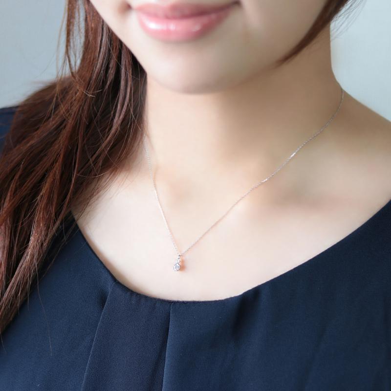 K18YG/WG/PG ダイヤモンド0.17ct 【Hカラークラス/SIクラス】プチ ペンダント ネックレス 18金 ゴールド 大粒 2粒の画像