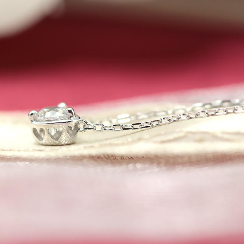 pt900 ダイヤモンド 0.2ct 【Hカラークラス/SIクラス】 プチ ペンダント ネックレス ダイヤ  プラチナ ハート アミュレット プレゼント ギフトの画像