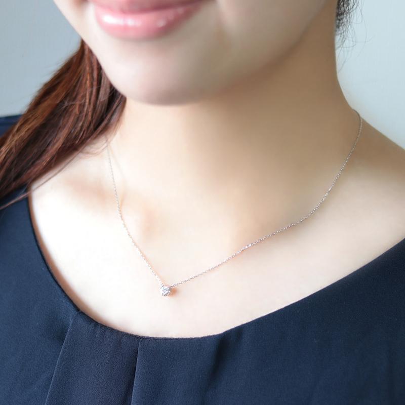 pt900 ダイヤモンド 0.2ct 【Hカラークラス/SIクラス】 プチ ペンダント ネックレス ダイヤ  プラチナ ハート アミュレット プレゼント ギフトの画像