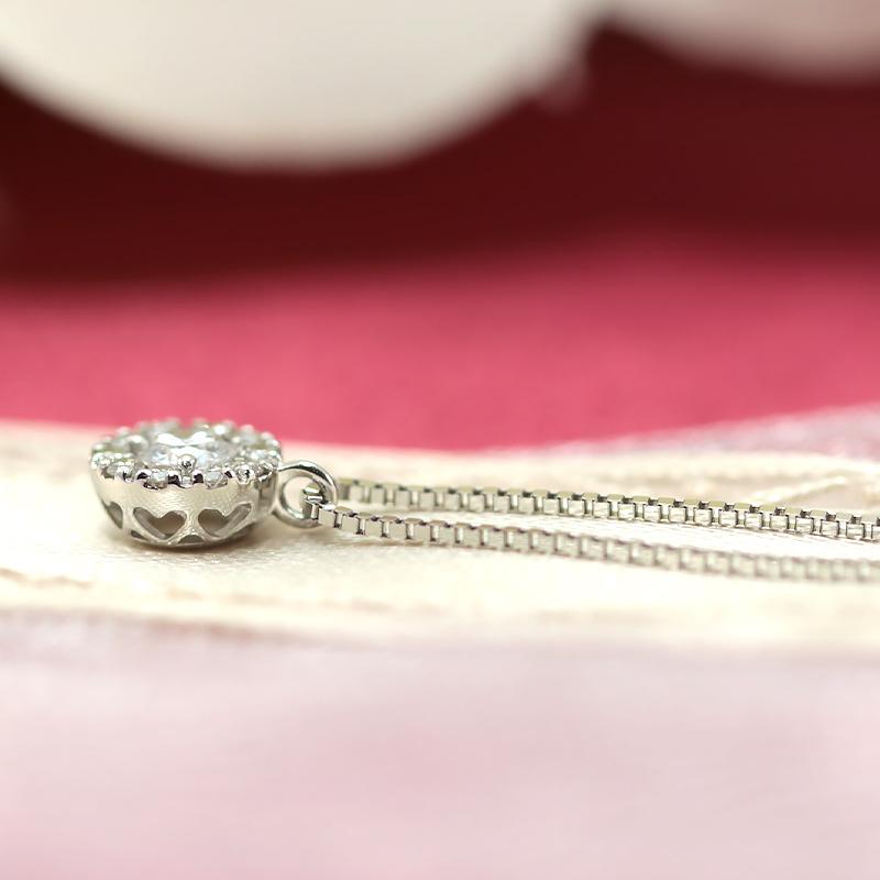 pt900・K18YG/PGダイヤモンド 0.11ct 【Hカラークラス/SIクラス】プチ ペンダント 取り巻き ネックレス ダイヤ プラチナ ゴールド ベネチアン プレゼント ギフトの画像