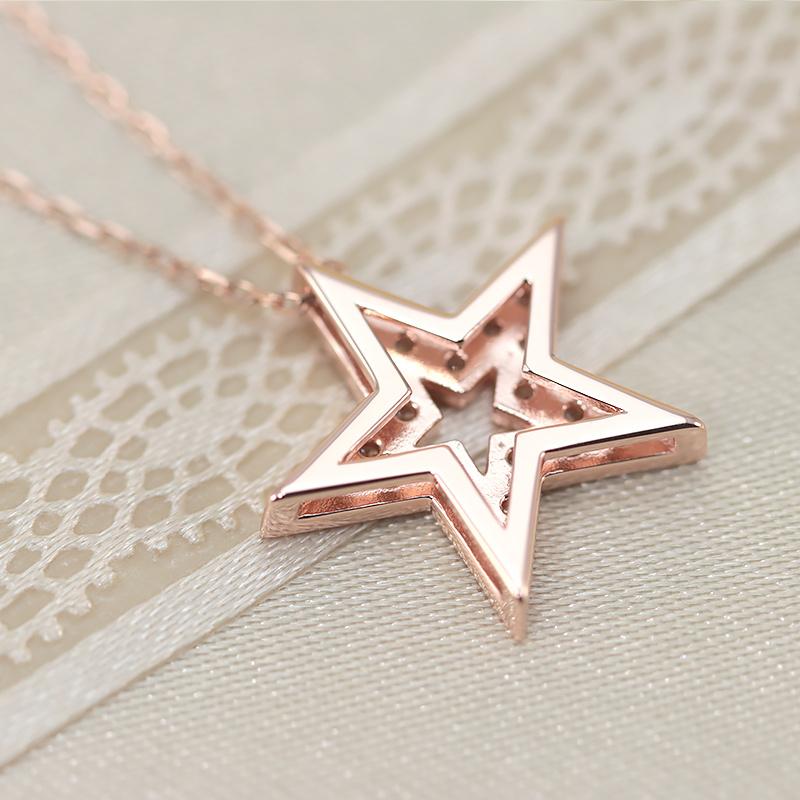 K18YG/WG/PG ダイヤモンド 0.09ct 【Hカラークラス/SIクラス】ペンダント ネックレス 18金 ゴールド スター 星 存在感 カジュアル アクセサリー ファッションの画像