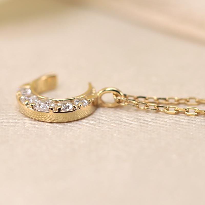 K18YG/WG/PG ダイヤモンド 0.07ct  Hカラークラス/SIクラス ネックレス 18金 ゴールド ムーン 月 三日月の画像