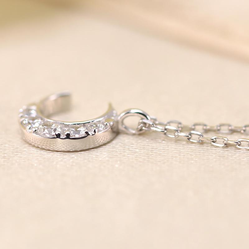 K18YG/WG/PG ダイヤモンド 0.07ct  Hカラークラス/SIクラス ネックレス 18金 ゴールド ムーン 月 三日月の画像