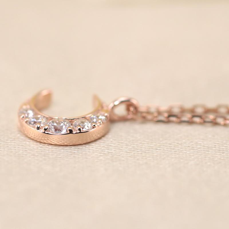 K18YG/WG/PG ダイヤモンド 0.07ct  Hカラークラス/SIクラス ネックレス 18金 ゴールド ムーン 月 三日月の画像