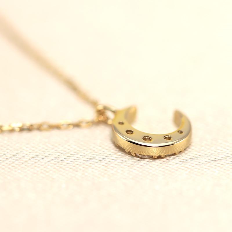 K18YG/WG/PG ダイヤモンド 0.07ct  Hカラークラス/SIクラス ネックレス 18金 ゴールド ムーン 月 三日月の画像