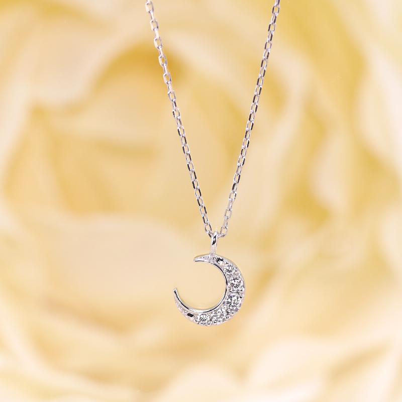 K18YG/WG/PG ダイヤモンド 0.07ct  Hカラークラス/SIクラス ネックレス 18金 ゴールド ムーン 月 三日月の画像