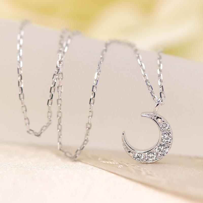 K18YG/WG/PG ダイヤモンド 0.07ct  Hカラークラス/SIクラス ネックレス 18金 ゴールド ムーン 月 三日月の画像