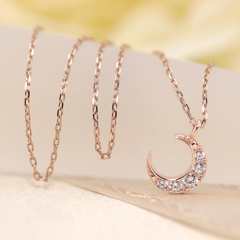 K18YG/WG/PG ダイヤモンド 0.07ct  Hカラークラス/SIクラス ネックレス 18金 ゴールド ムーン 月 三日月の画像