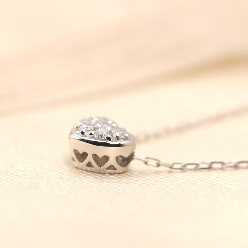 K18YG/WG/PG ダイヤモンド 0.04ct 【Hカラークラス/SIクラス】ペンダント 18金 ゴールド ハート パヴェ 選べる3カラーの画像