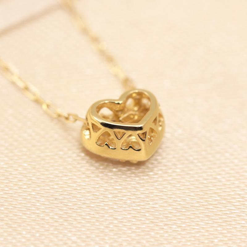 K18YG/WG/PG ダイヤモンド 0.04ct 【Hカラークラス/SIクラス】ペンダント 18金 ゴールド ハート パヴェ 選べる3カラーの画像