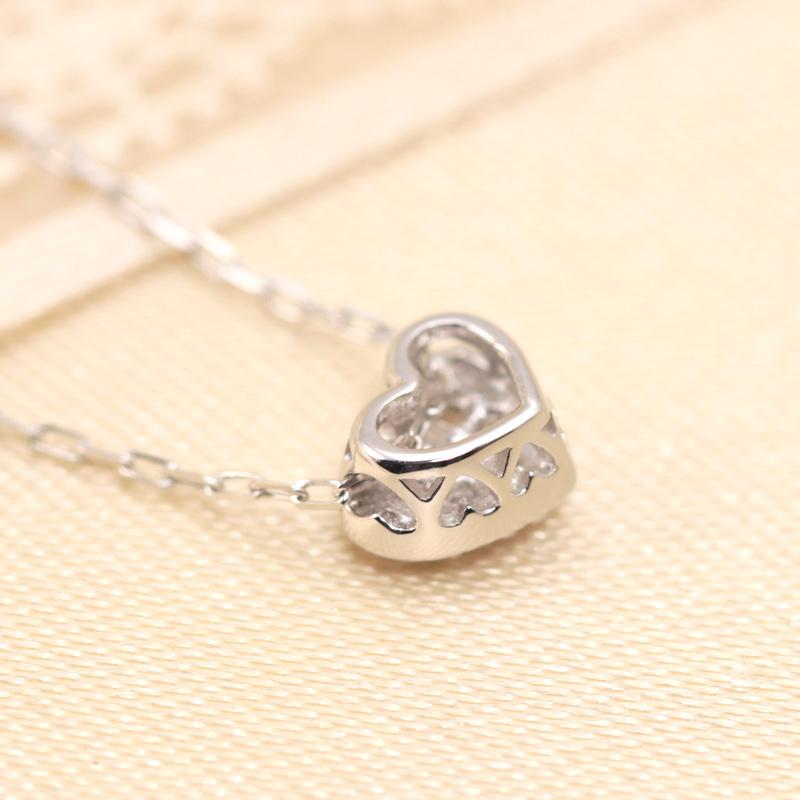 K18YG/WG/PG ダイヤモンド 0.04ct 【Hカラークラス/SIクラス】ペンダント 18金 ゴールド ハート パヴェ 選べる3カラーの画像