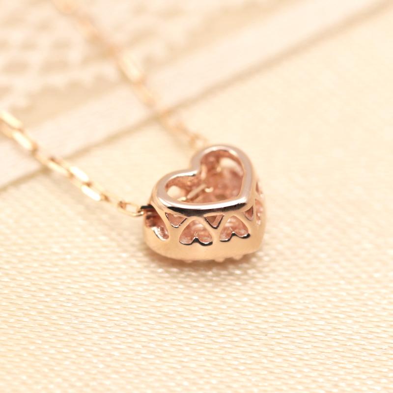 K18YG/WG/PG ダイヤモンド 0.04ct 【Hカラークラス/SIクラス】ペンダント 18金 ゴールド ハート パヴェ 選べる3カラーの画像