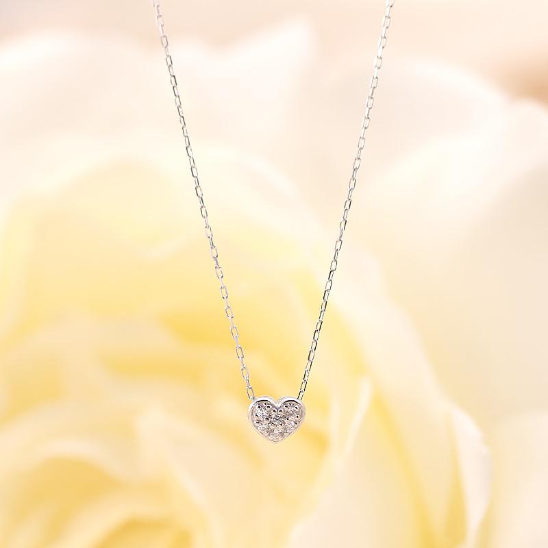 K18YG/WG/PG ダイヤモンド 0.04ct 【Hカラークラス/SIクラス】ペンダント 18金 ゴールド ハート パヴェ 選べる3カラーの画像