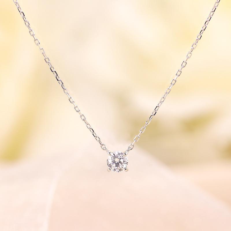 Pt900 ダイヤモンド 0.2ct 【Hカラークラス/SIクラス】ペンダント ネックレス プラチナ 大粒 一粒 4本爪 選べる3カラーの画像