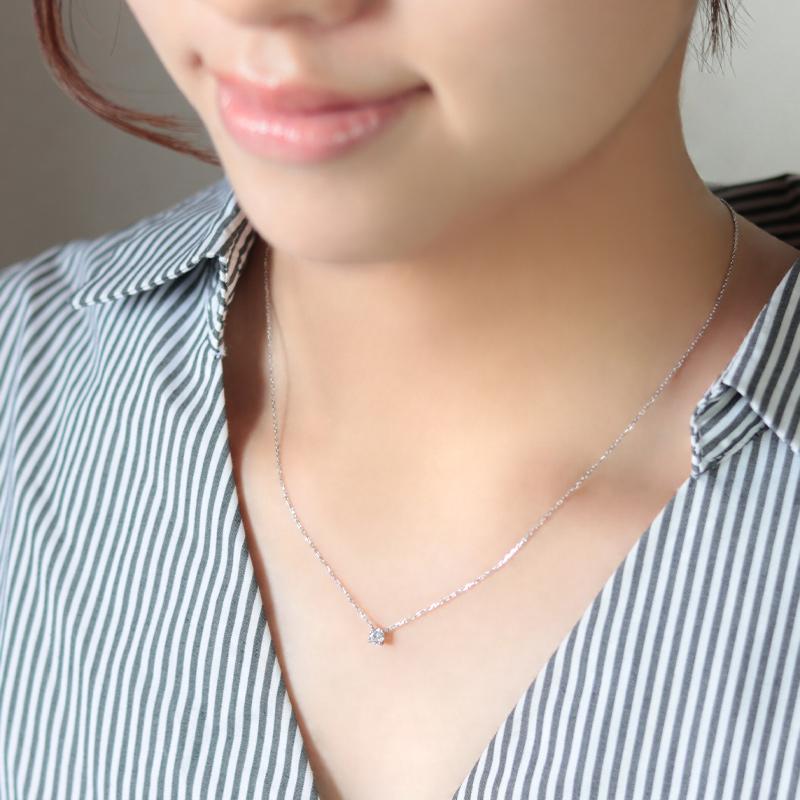 Pt900 ダイヤモンド 0.2ct 【Hカラークラス/SIクラス】ペンダント ネックレス プラチナ 大粒 一粒 4本爪 選べる3カラーの画像