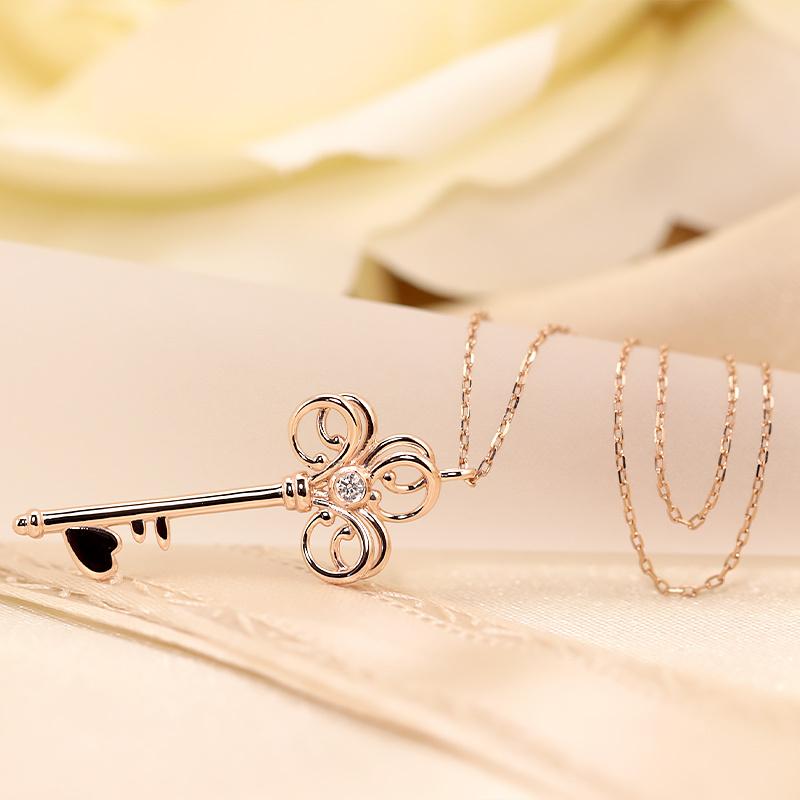 Jeweluce K18 YG/WG/PG ダイヤモンド 0.03ct 鍵モチーフ