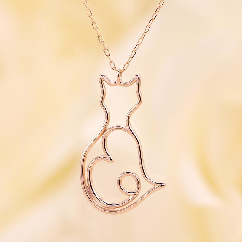 Jeweluce（ジュエルーチェ） K18 YG/WG/PG 猫 モチーフ ペンダント