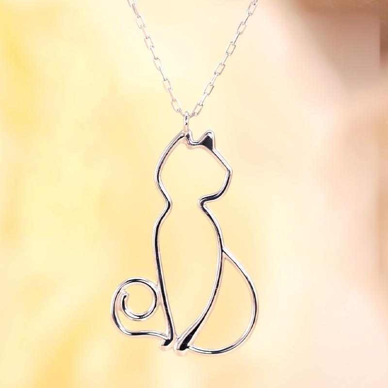 K18 YG/WG/PG 猫 モチーフ ペンダント ネックレス ゴールド 18金 ゴールドカラーは選べる プレゼント ギフト catの画像