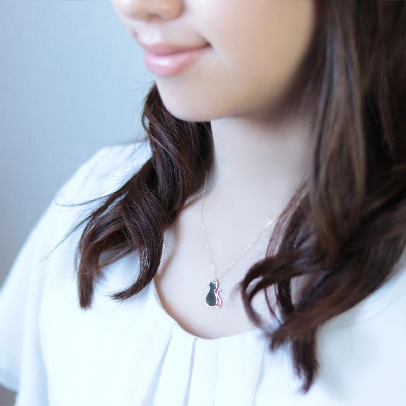 Jeweluce K10 YG/WG/PG 猫 モチーフ ペンダント ネックレス