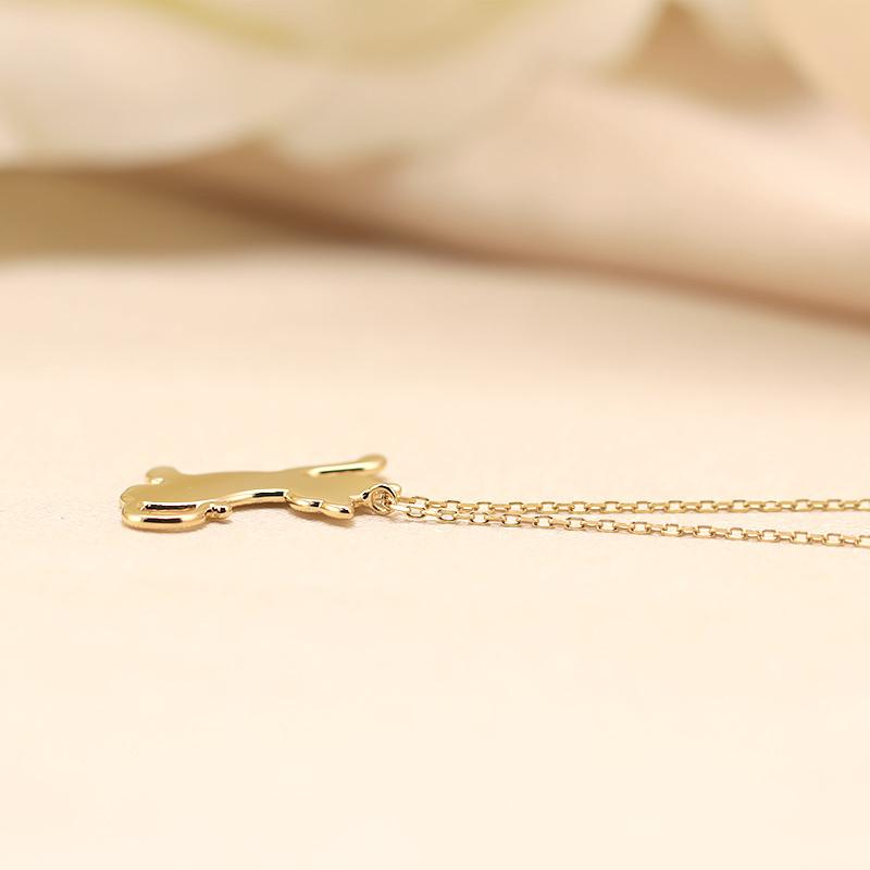 K18 YG/WG/PG 猫 モチーフ ペンダント ネックレス ゴールド 18金 ゴールドカラーは選べる プレゼント ギフト  catの画像