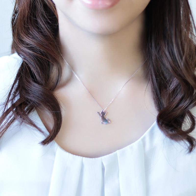 K18 YG/WG/PG 猫 モチーフ ペンダント ネックレス ゴールド 18金 ゴールドカラーは選べる プレゼント ギフト  catの画像