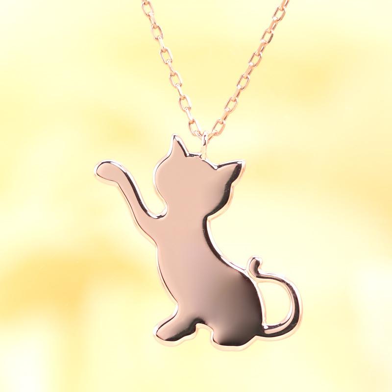 Jeweluce K18 YG/WG/PG 猫 モチーフ ペンダント ネックレス Jeweluce K18 YG/WG/PG 猫 モチーフ ペンダント ネックレス
