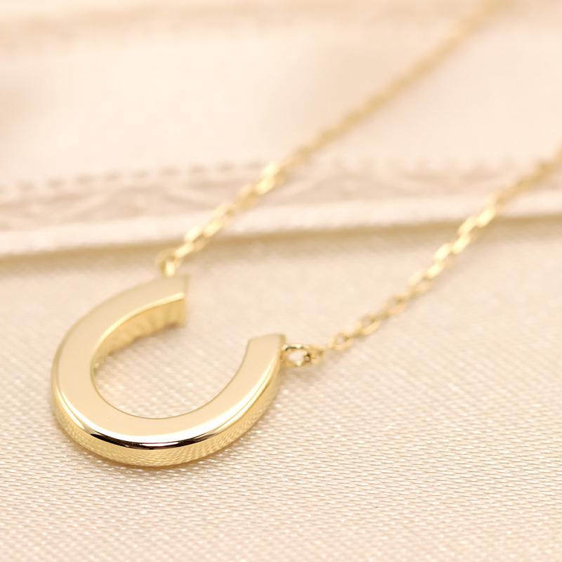 K18 YG/WG/PG ダイヤモンド 0.04ct 馬蹄 ペンダント ネックレス ダイヤ Hカラークラス/SIクラス ゴールド 18金 プレゼント ホースシューの画像
