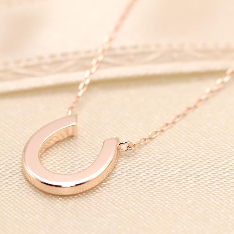 K18 YG/WG/PG ダイヤモンド 0.04ct 馬蹄 ペンダント ネックレス ダイヤ Hカラークラス/SIクラス ゴールド 18金 プレゼント ホースシューの画像