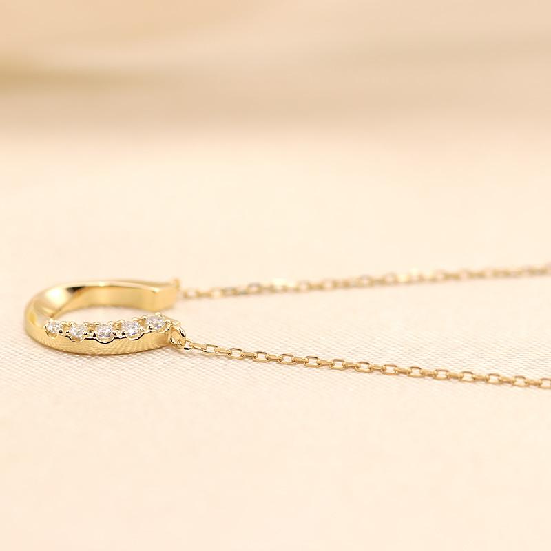 K10 YG/WG/PG ダイヤモンド 0.04ct 馬蹄 ペンダント ネックレス ダイヤ ゴールド 10金 カラーは選べる プレゼント ギフト 記念日 クリスマス ホースシューの画像