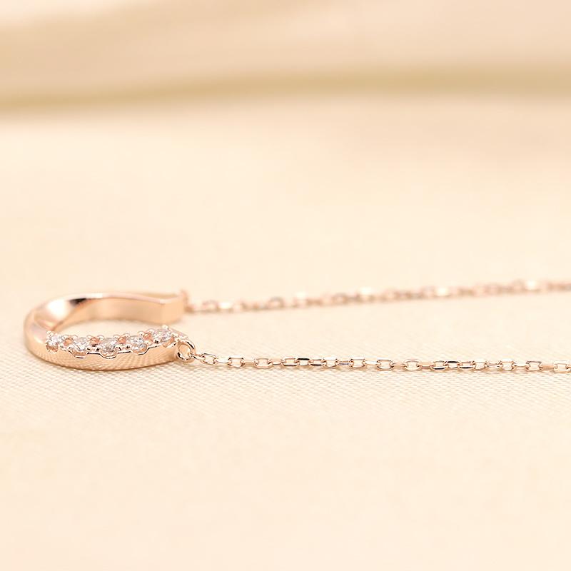 K10 YG/WG/PG ダイヤモンド 0.04ct 馬蹄 ペンダント ネックレス ダイヤ ゴールド 10金 カラーは選べる プレゼント ギフト 記念日 クリスマス ホースシューの画像