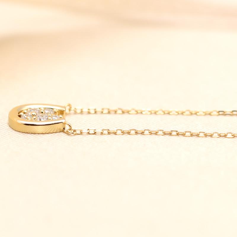 K18 YG/WG/PG ダイヤモンド 0.1ct 馬蹄 ペンダント ネックレス ダイヤ ゴールド 18金 カラーは選べる プレゼント ギフト 記念日 クリスマス ホースシュー 幸運の画像