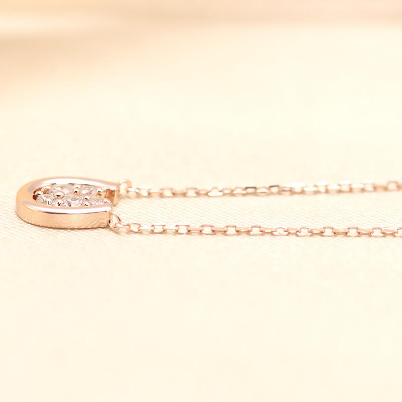 K18 YG/WG/PG ダイヤモンド 0.1ct 馬蹄 ペンダント ネックレス ダイヤ ゴールド 18金 カラーは選べる プレゼント ギフト 記念日 クリスマス ホースシュー 幸運の画像