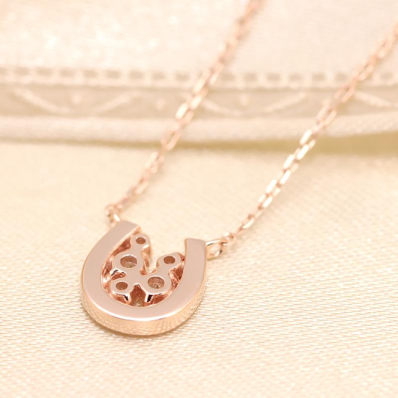 K18 YG/WG/PG ダイヤモンド 0.1ct 馬蹄 ペンダント ネックレス ダイヤ ゴールド 18金 カラーは選べる プレゼント ギフト 記念日 クリスマス ホースシュー 幸運の画像