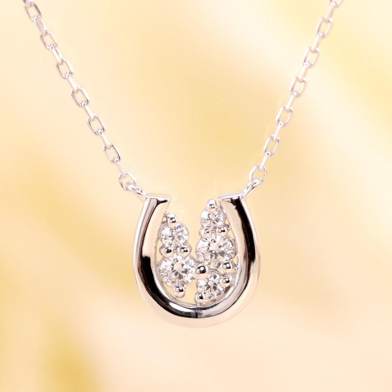 K18 YG/WG/PG ダイヤモンド 0.1ct 馬蹄 ペンダント ネックレス ダイヤ ゴールド 18金 カラーは選べる プレゼント ギフト 記念日 クリスマス ホースシュー 幸運の画像