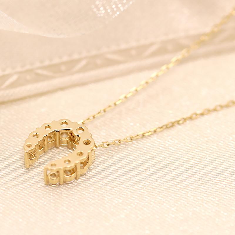 K18 YG/WG/PG ダイヤモンド 0.25ct 馬蹄 ペンダント ネックレス ダイヤ ゴールド 18金 カラーは選べる プレゼント ギフト 記念日 クリスマス ホースシューの画像
