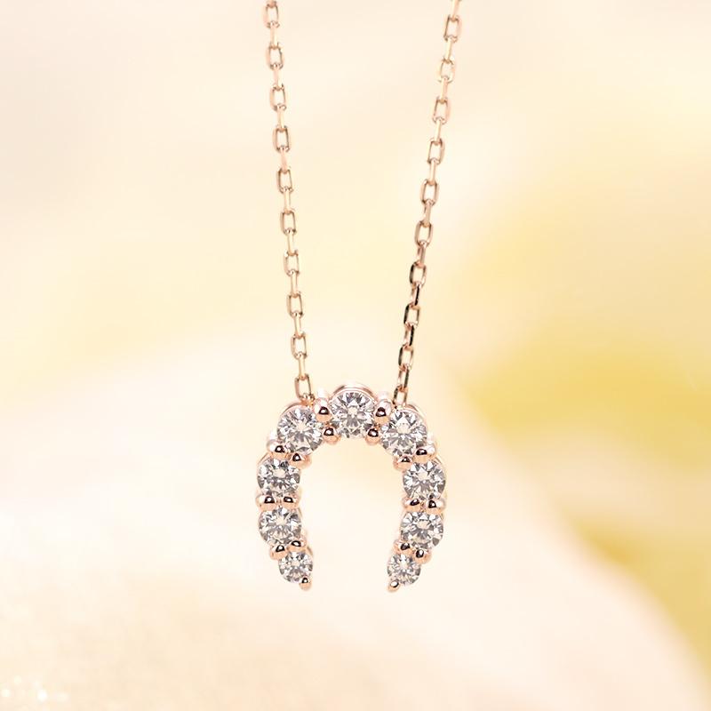 K18 YG/WG/PG ダイヤモンド 0.25ct 馬蹄 ペンダント ネックレス ダイヤ ゴールド 18金 カラーは選べる プレゼント ギフト 記念日 クリスマス ホースシューの画像