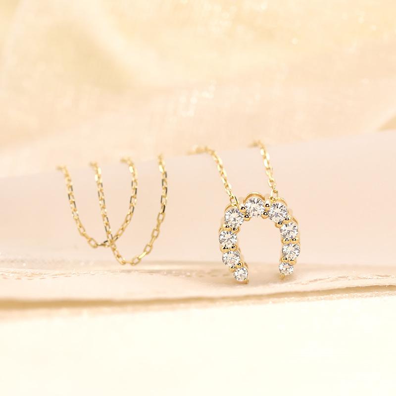 K18 YG/WG/PG ダイヤモンド 0.25ct 馬蹄 ペンダント ネックレス ダイヤ ゴールド 18金 カラーは選べる プレゼント ギフト 記念日 クリスマス ホースシューの画像