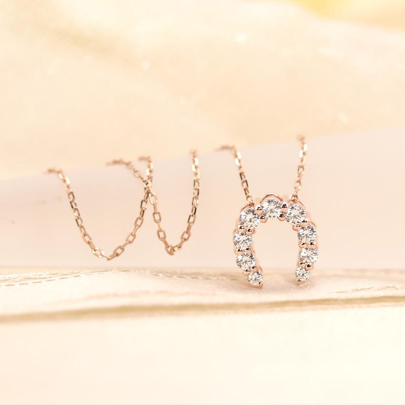 K18 YG/WG/PG ダイヤモンド 0.25ct 馬蹄 ペンダント ネックレス ダイヤ ゴールド 18金 カラーは選べる プレゼント ギフト 記念日 クリスマス ホースシューの画像