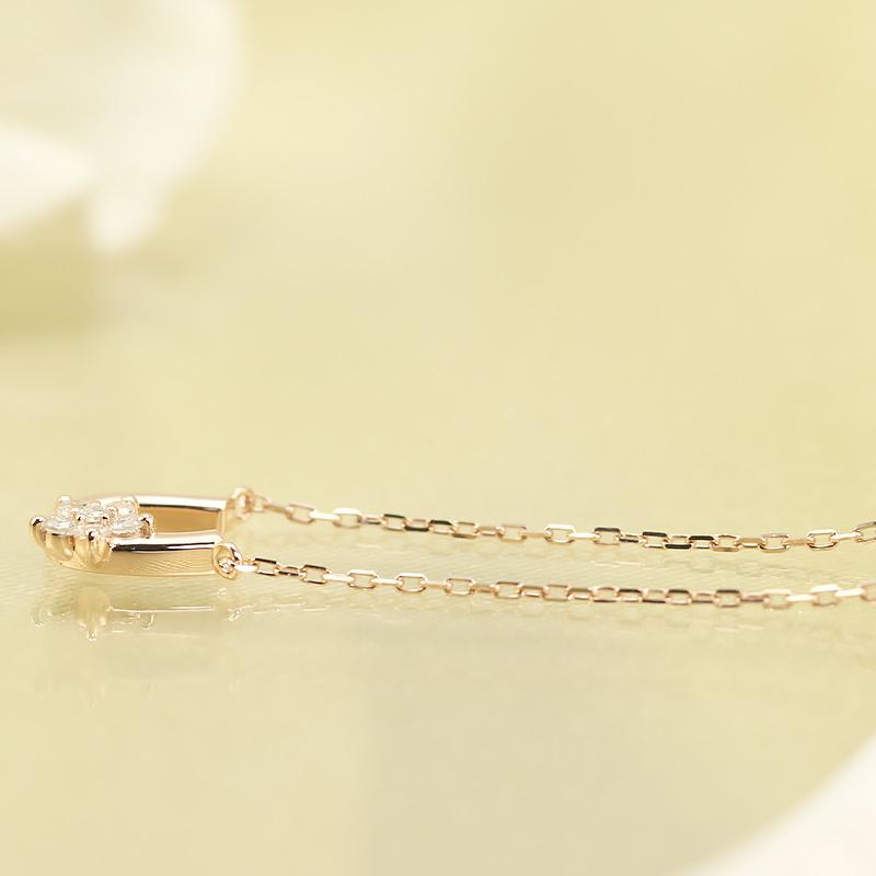 K18 YG/WG/PG ダイヤモンド 0.06ct 馬蹄 小花 ペンダント ネックレス ダイヤ ゴールド 18金 カラーは選べる プレゼント ギフト 記念日 クリスマス フラワーの画像