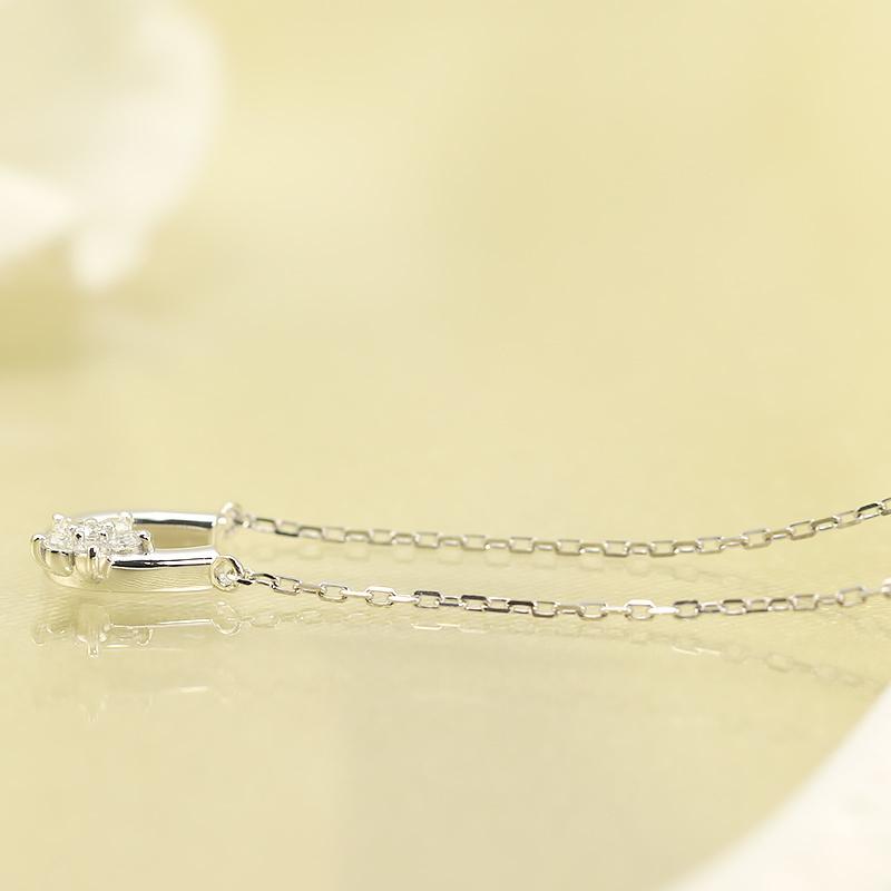 K10 YG/WG/PG ダイヤモンド 0.06ct 馬蹄 小花 ペンダント ネックレス ダイヤ ゴールド 10金 カラーは選べる プレゼント ギフト 記念日 クリスマス フラワーの画像
