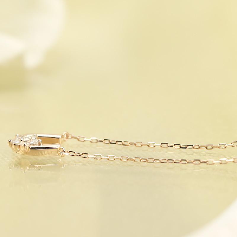 K10 YG/WG/PG ダイヤモンド 0.06ct 馬蹄 小花 ペンダント ネックレス ダイヤ ゴールド 10金 カラーは選べる プレゼント ギフト 記念日 クリスマス フラワーの画像