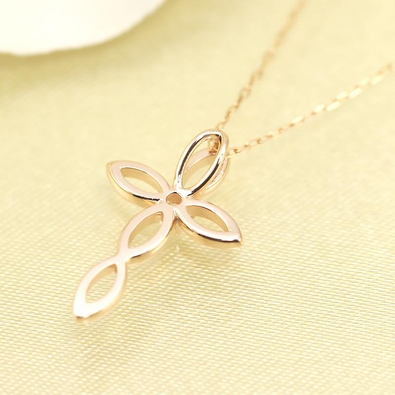 K18 YG/WG/PG ダイヤモンド 0.05ct クロス ペンダント ネックレス ダイヤ ゴールド 18金 カラーは選べる プレゼント ギフト 記念日 クリスマス お守りの画像