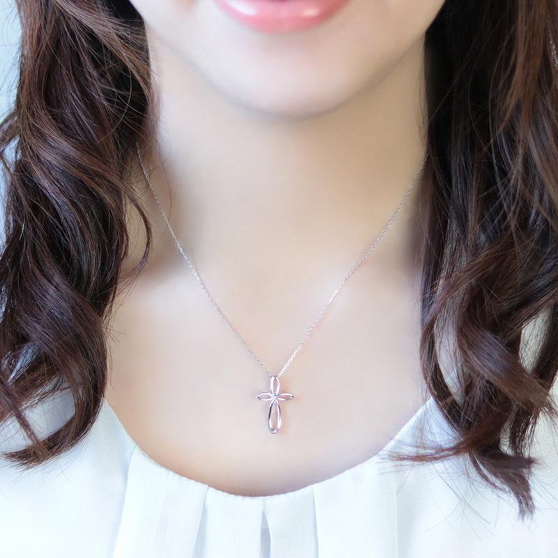 K10 YG/WG/PG クロス モチーフ ペンダント ネックレス ゴールド 10金 K10 ゴールドカラーは選べる プレゼント ギフト 記念日 クリスマス お守りの画像
