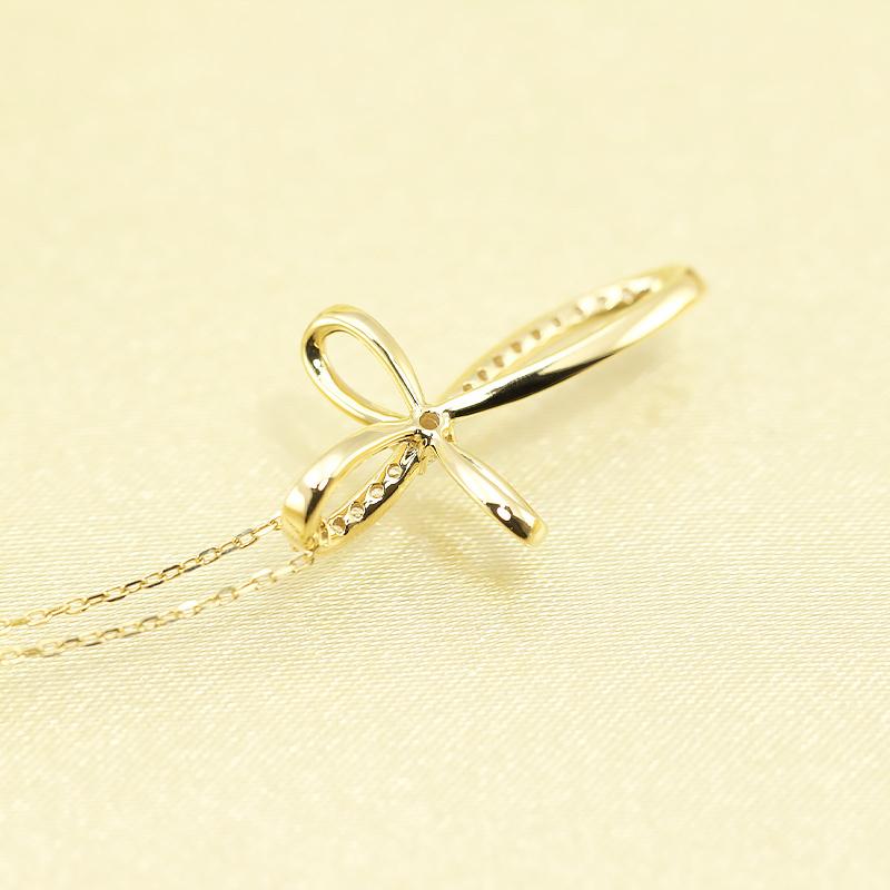 K18 YG/WG/PG ダイヤモンド 0.15ct クロス ペンダント ネックレス ダイヤ ゴールド 18金 カラーは選べる プレゼント ギフト 記念日 クリスマス お守りの画像