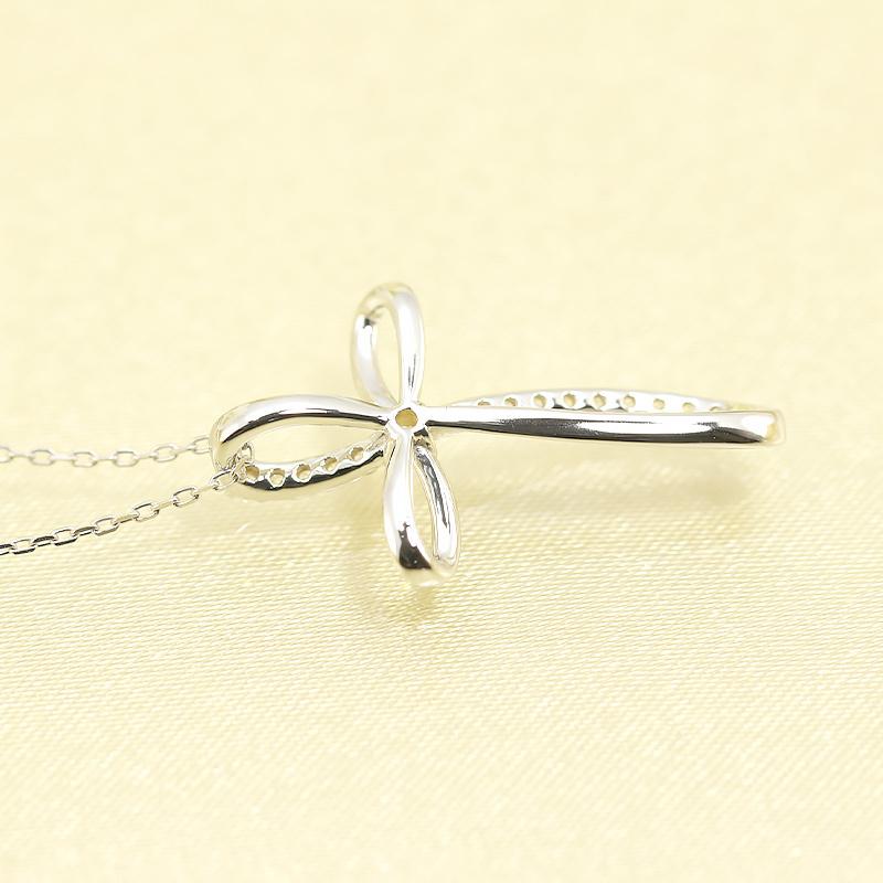K18 YG/WG/PG ダイヤモンド 0.15ct クロス ペンダント ネックレス ダイヤ ゴールド 18金 カラーは選べる プレゼント ギフト 記念日 クリスマス お守りの画像